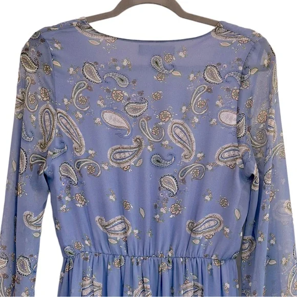 Lulu’s Wondrous Water Lilies Periwinkle Blue Paisley Print Dress - Size M - Picture 5 of 8